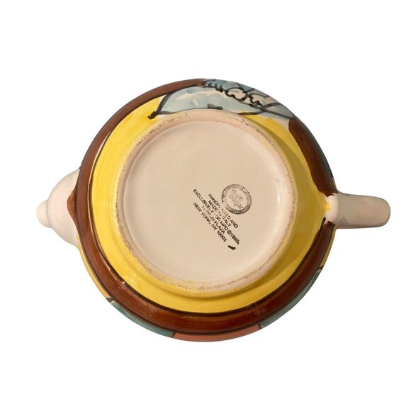 The Cellar Hand Painted Italy Ceramic Teapot Cat with Flowers - Picture 6 of 9